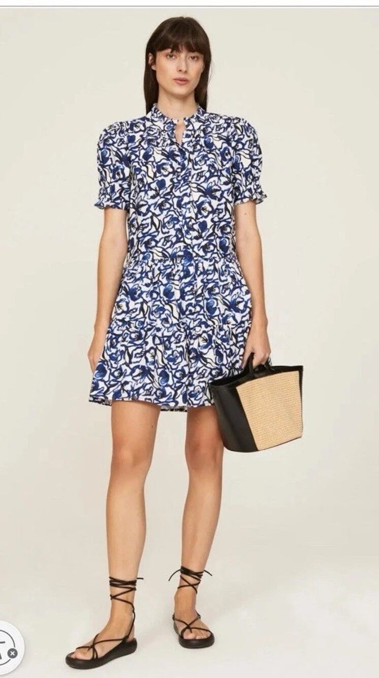APIECE APART Las Alturas Mini Dress XL $345 MSRP Blue Floral